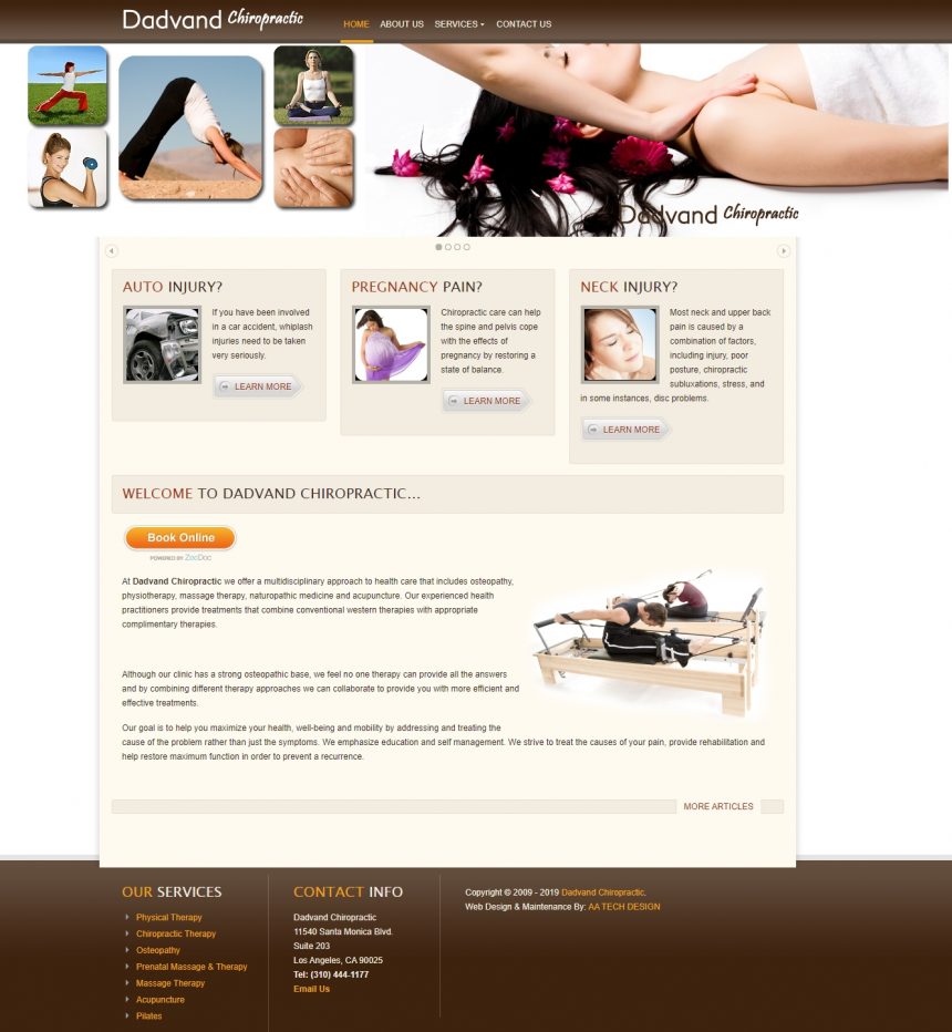 Chiropractic & Massage Therapist Website DadvandChiropractic.com