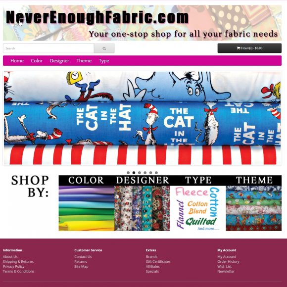 Fabric Retail Website NeverEnoughFabric.com