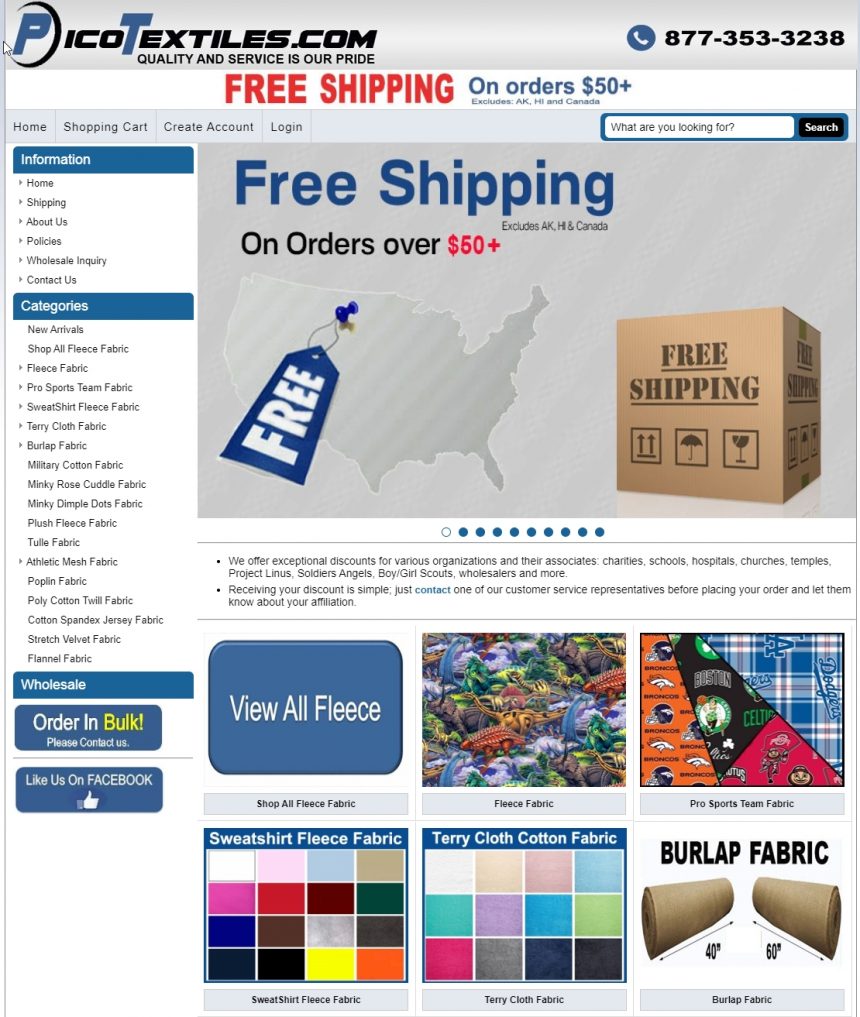 Fabric Retail Website PicoTextiles.com
